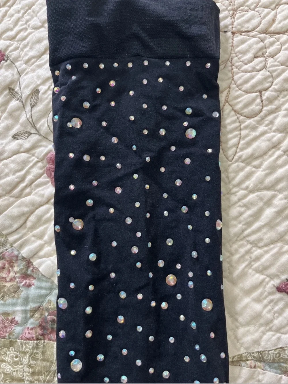 Black Rhinestone Over-the-Knee Stiletto Sock Boots